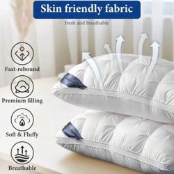 2 Pcs / Luxury 5-Star Hotel Quality Pillow, Extra Soft Pillow, 19x29 Inch - Deep Sleep Neck Support, All Seasons Non-Slumping High Pillow Core