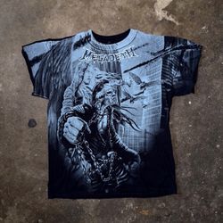 Vintage Megadeth All Over Print Chopped Sleeves Shirt