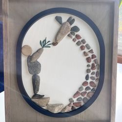 Giraffe Pebble Art Handmade 8x10 Frame