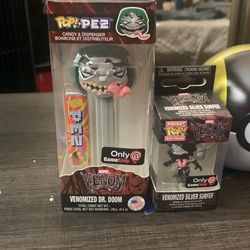 Pop Pez Venomized Dr.Doom Pez Dispenser And Pop Vemonized Silver Surfer Keychain