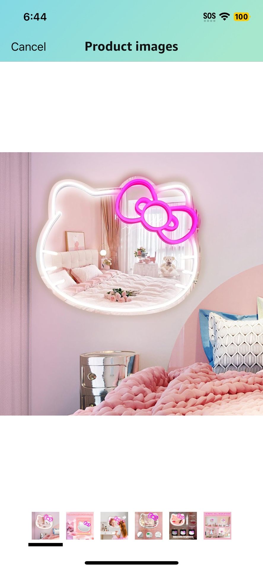 Hello Kitty Mirror with Neon Lights