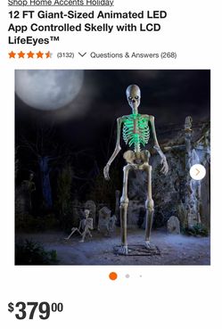 Shop Home Accents Holiday. 12 FT Giant-Sized Animated LED App Controlled Skelly with LCD LifeEyes