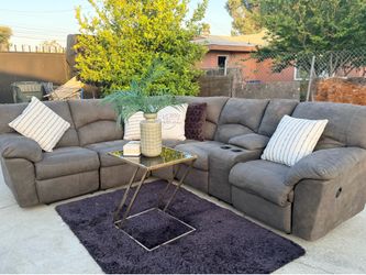 Grey recliner sectional couch