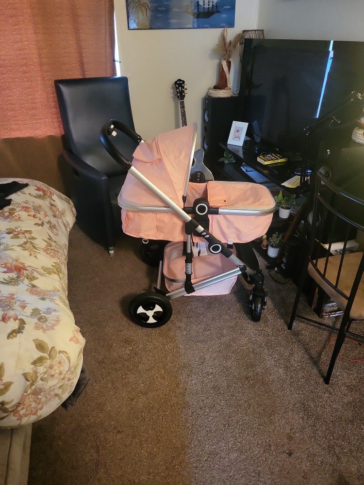 Pink Baby Stroller 