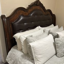 Brown bed set it’s only the bed frame it’s a Cal-king frame. 