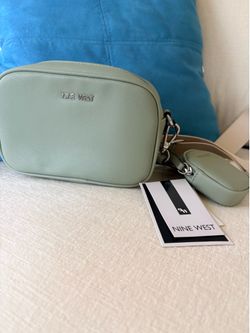 Nine West Soft Pale Green Celadon Peaches Mini Crossbody Handbag - New!