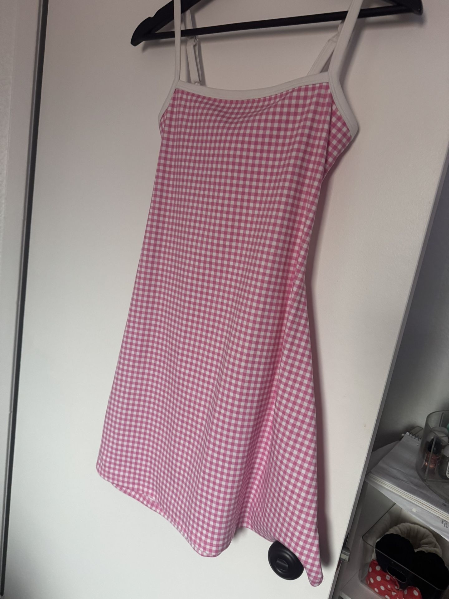 Pink And White Back Cut Out Dress