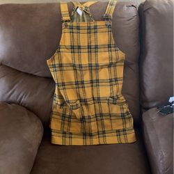 Yellow plaid dress/overalls 