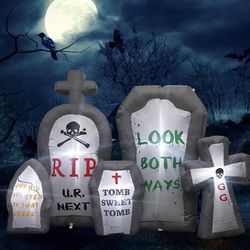 PARTY Life 7 Ft Halloween Inflatable Outdoor Decorations Halloween Tombstone Decoration Halloween Blow Up Yard Decorations Inflatable Halloween Decora