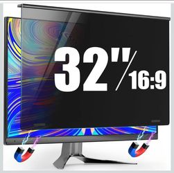32". 16:9. Privacy screen. Blue light filter. Screen protector