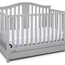 Graco Solano 5 In 1 Convertible Baby Crib with Drawer, Pebble Grey 