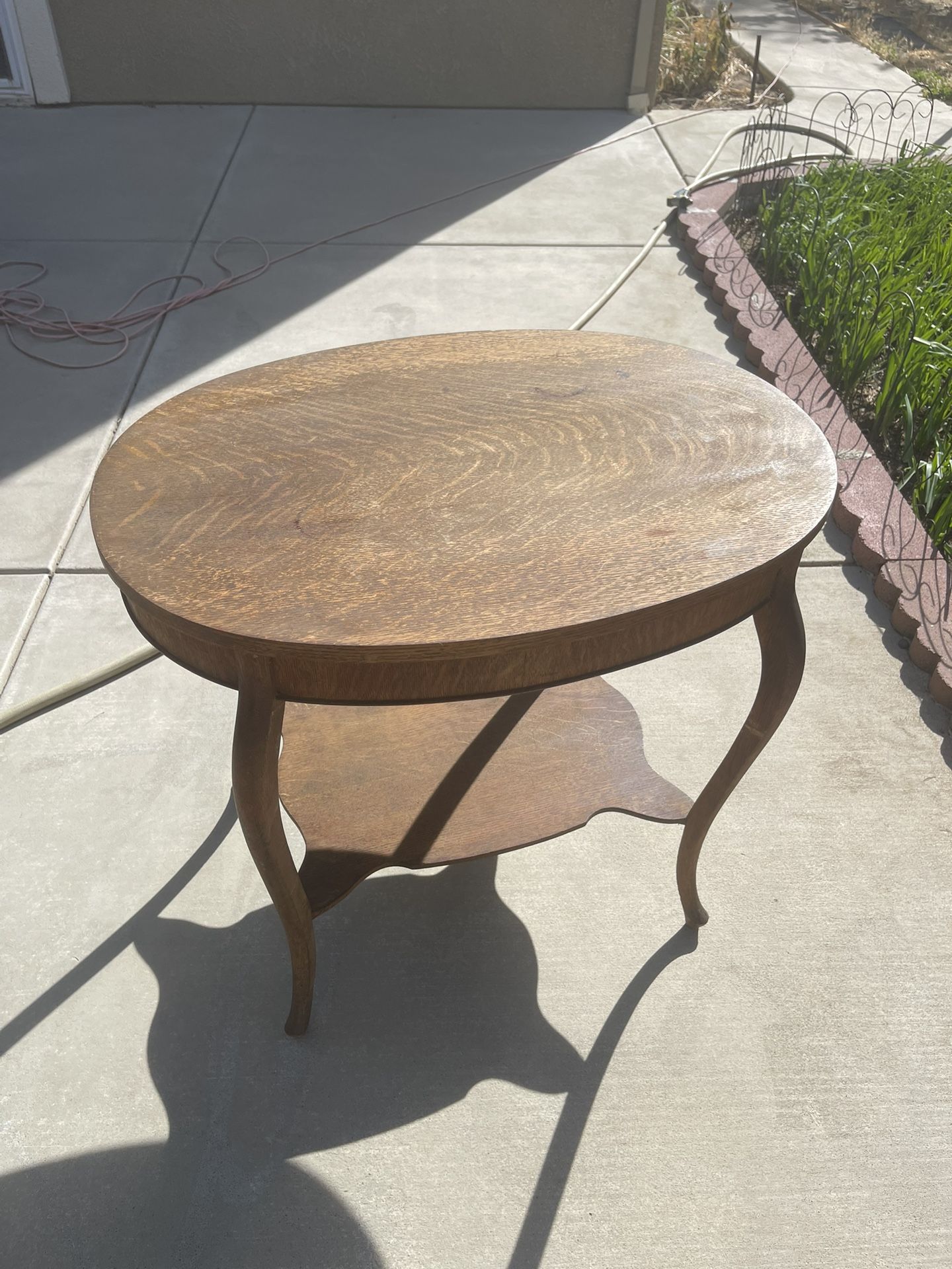 Antique Tiger Oak Oval Shaped Table