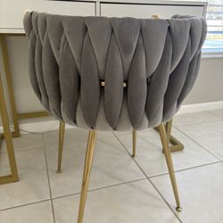 Grey and Gold Vanity Or Desk Chair 