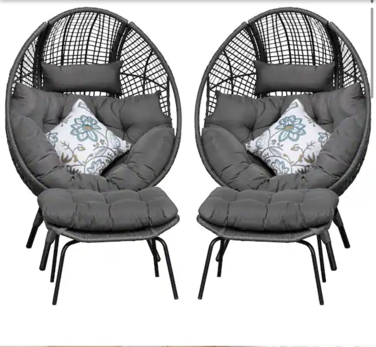 Lounge Egg Chairs with Ottoman