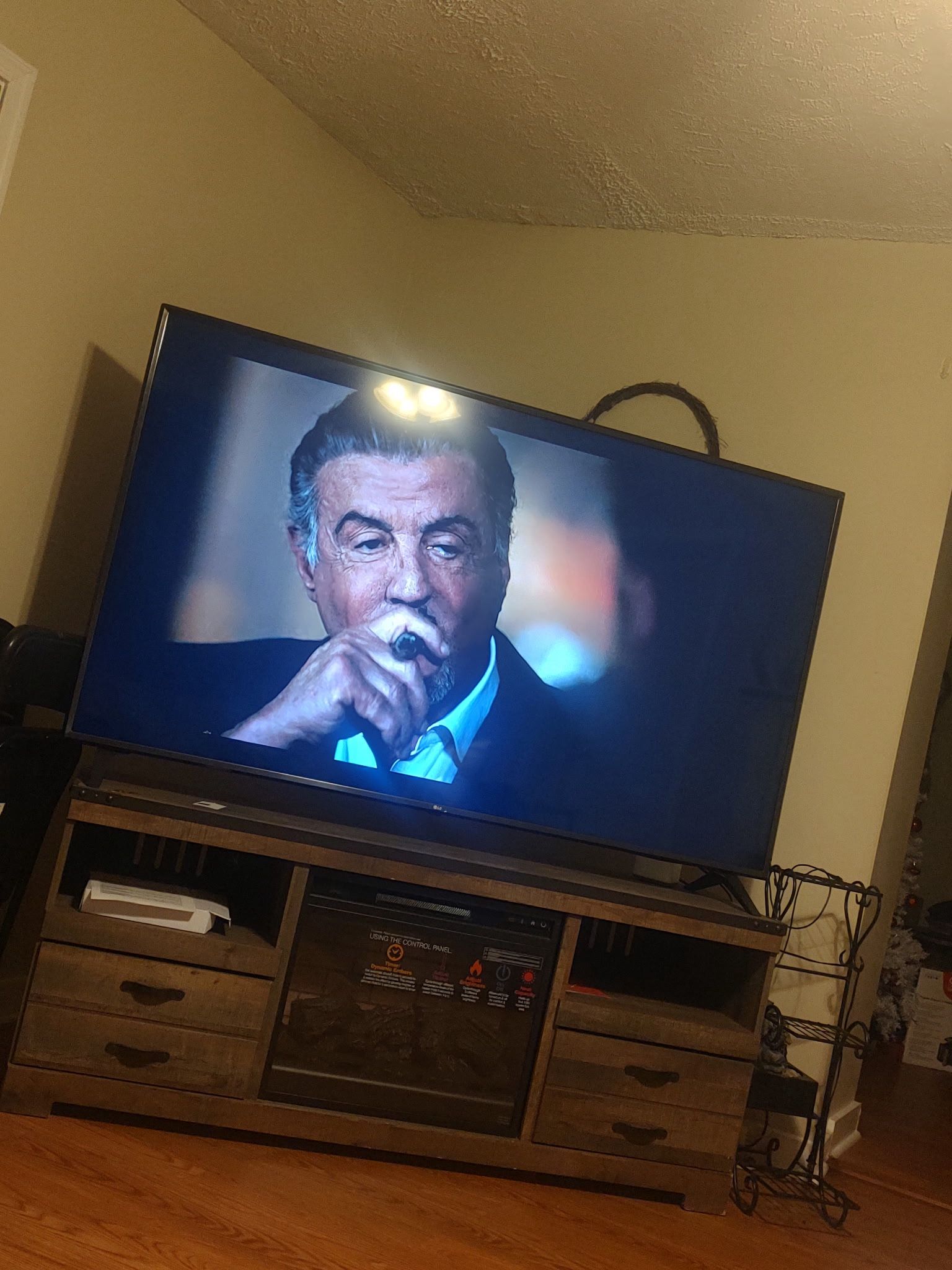 75 In LG Tv And Fireplace Stand