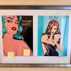 Niagara signed 1 of 2! 'Think Dirty' and 'Run' Framed Art 37"x28"