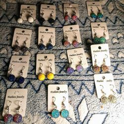 Faux Druzy Drop Earrings Lot 