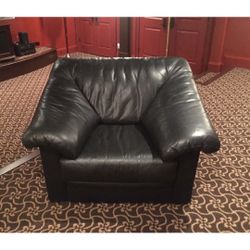 Natural Leather Chair & Ottoman