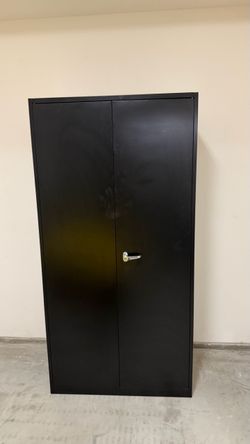 Steel SnapIt Storage Cabinet, 72" Locking Metal Garage Storage Cabinet with 4 Adjustable Shelves, 2 Doors and Lock for File, Office, Garage, Home (Bla