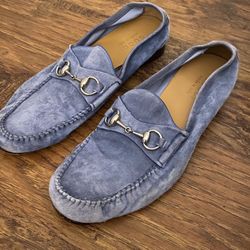 Light Blue Gucci Suede Loafers