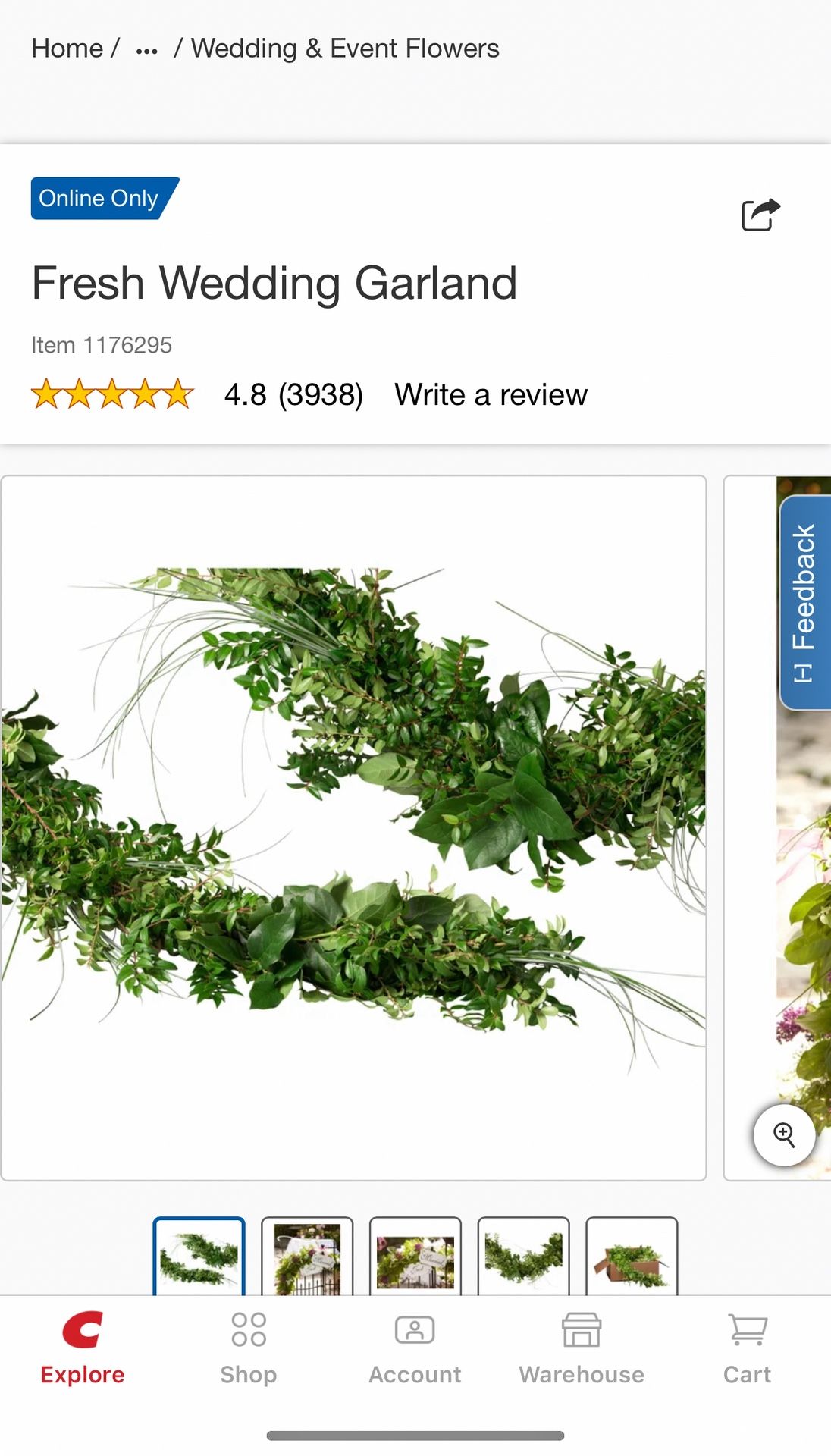 Fresh Wedding Garland COSTCO