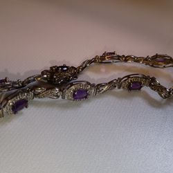 Vintage sterling silver and amethyst bracelet