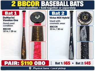 2 used BBCOR bats for sale