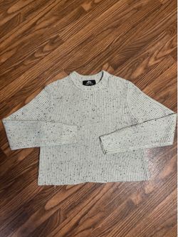 Cabin Fever Woman’s Frayed Cut Bottom Sweater * Waffle Knit * Size Small.