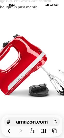 KitchenAid 7 speed hand mixer with Flex beaters in Empire red