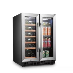  Wine Refrigerato r 23 in. Dual Zone 18-Bottle 55-Can Beverage and Wine cooler in Stainless Steel