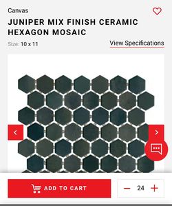 JUNIPER MIX FINISH CERAMIC HEXAGON MOSAIC $75