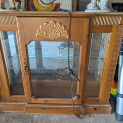Vintage Curio Cabinet - Glass Display Case With Light
