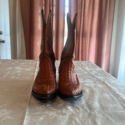 Crocodile Leather Cowboy Boots And Belt Set