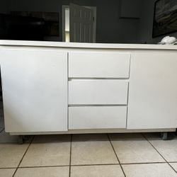 Sideboard Buffet Cabinet with Storage, 60" Large Kitchen Storage Cabinet with 3 Drawers and 2 Doors