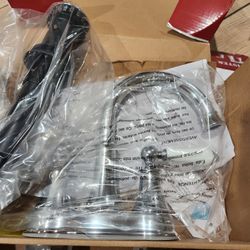 Courant 4 in. Centerset 2-Handle Bathroom Faucet in Polished Chrome with White Handles