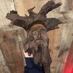 Antique wooden face carving 