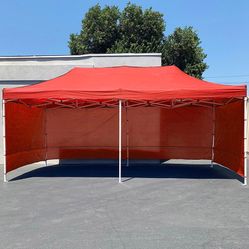 BRAND NEW $205 Heavy-Duty 10x20 ft Canopy w/ 4 Sidewalls, Outdoor Patio Pop Up Tent Gazebo with Carry Bag, Black 