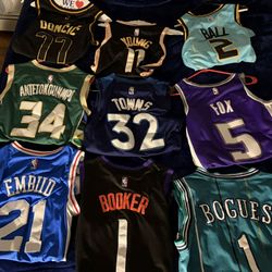 NBA JERSEYS. DM FOR SPECIFIC JERSEYS AND SIZES. AROUND 
