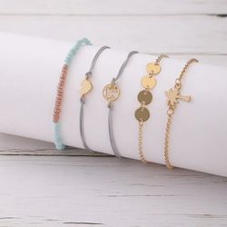 ONE LEFT Beautiful NEW 5pc Heart, World And Palm Tree Women’s Fashion Jewelry Bracelet Set  