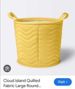 Cloud Island Quilted Fabric Large Round Storage Basket - Yellow