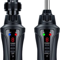 Wireless Microphone System, UHF Wireless XLR Audio Transmitter and 6.35MM Receiver for Dynamic Microphone, 48V Phantom Power for Condenser Mic, Compat