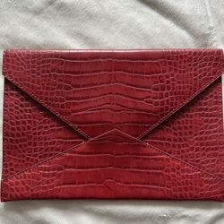 Red Synthetic Leather Clutch