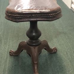 Antique Iron Beautiful Antique Iron & Wood Piano Stool With Leather Seat
