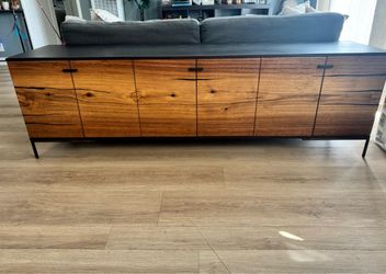 Modern Wood Sideboard with Black Metal Base