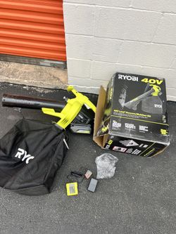 RYOBI 40V Vac Attack Cordless Leaf Vacuum/Mulcher with 5.0 Ah Battery and Charger