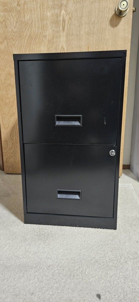 2 Drawer Locking Black Metal Filing Cabinet 