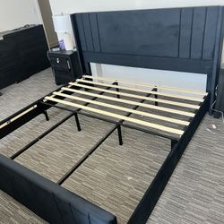Black Velvet King Bed Frame