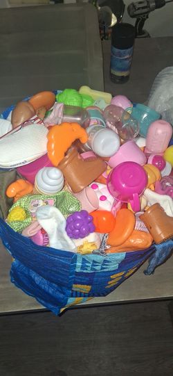 Baby doll clothes, food, shoes