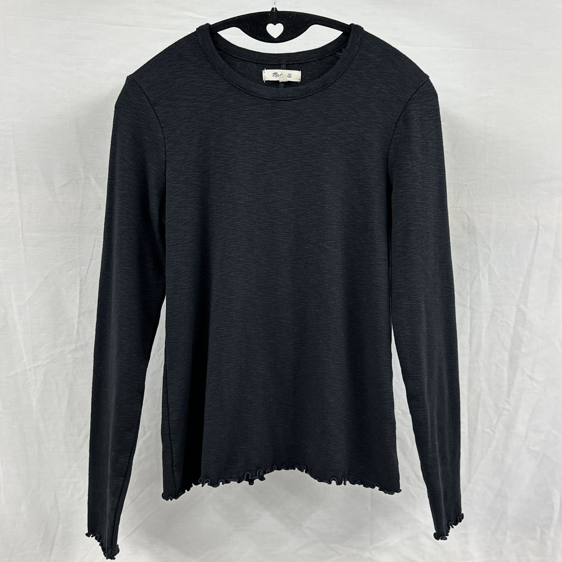 Madewell Black Long-Sleeve Top Baby Tee Womens Size S Shirt Cotton