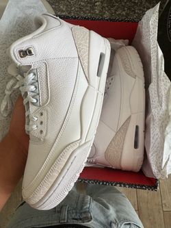 Air Jordan 3 Pure White Sneakers Size 9